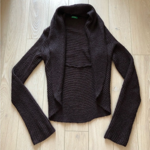 United Colors of Benetton Brown Mohair Blend Sweater Cardigan - Picture 1 of 9